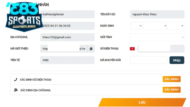 Điền thông tin cá nhân một cách chính xác